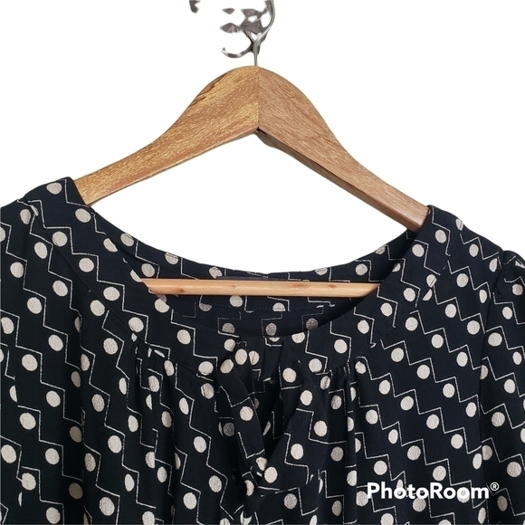 Polka dot print black short sleeve midi dress - Picture 2 of 12